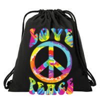 Peace Sign Love 60s 70s Tie Dye Hippie Costume Drawstring Bag