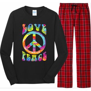 Peace Sign Love 60s 70s Tie Dye Hippie Costume Long Sleeve Pajama Set