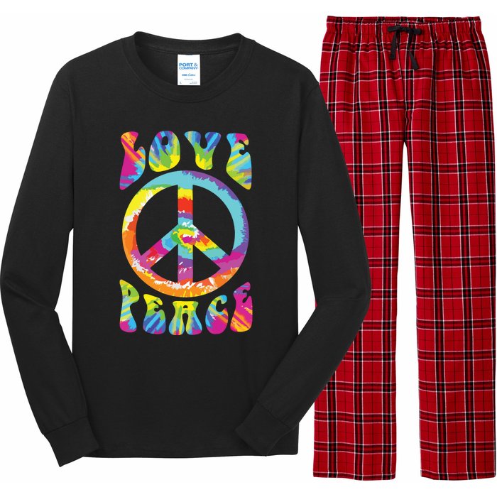 Peace Sign Love 60s 70s Tie Dye Hippie Costume Long Sleeve Pajama Set