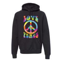 Peace Sign Love 60s 70s Tie Dye Hippie Costume Premium Hoodie