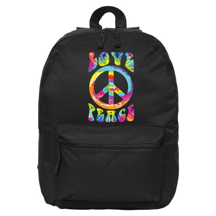 Peace Sign Love 60s 70s Tie Dye Hippie Costume 16 in Basic Backpack