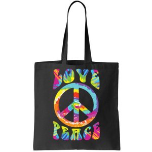 Peace Sign Love 60s 70s Tie Dye Hippie Costume Tote Bag