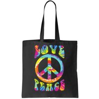 Peace Sign Love 60s 70s Tie Dye Hippie Costume Tote Bag