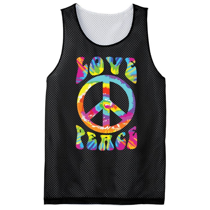 Peace Sign Love 60s 70s Tie Dye Hippie Costume Mesh Reversible Basketball Jersey Tank