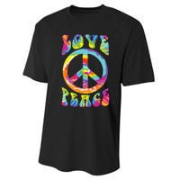 Peace Sign Love 60s 70s Tie Dye Hippie Costume Performance Sprint T-Shirt