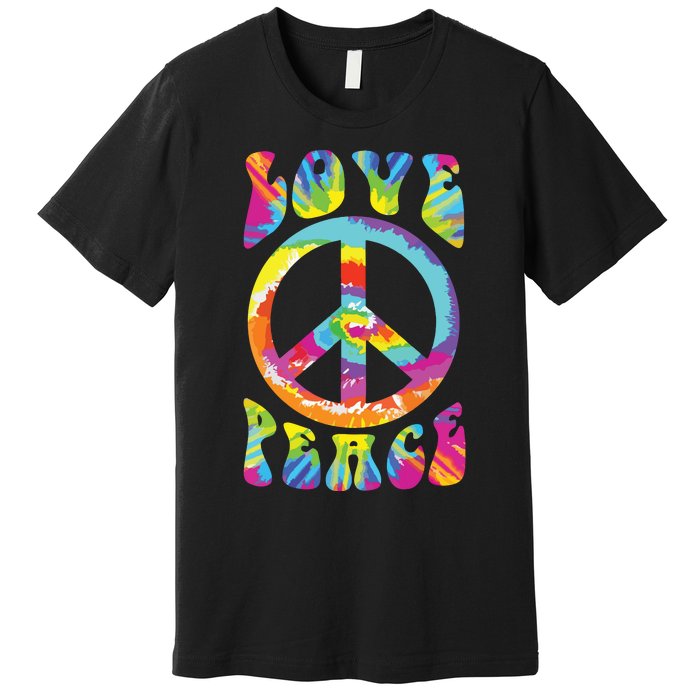 Peace Sign Love 60s 70s Tie Dye Hippie Costume Premium T-Shirt