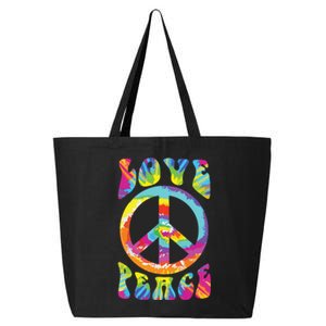 Peace Sign Love 60s 70s Tie Dye Hippie Costume 25L Jumbo Tote