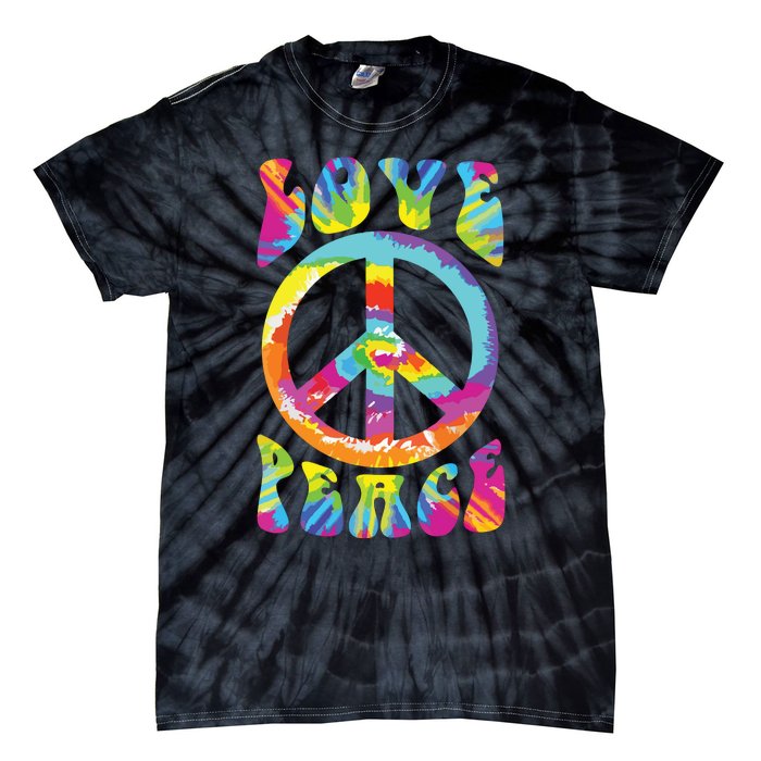 Peace Sign Love 60s 70s Tie Dye Hippie Costume Tie-Dye T-Shirt