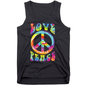 Peace Sign Love 60s 70s Tie Dye Hippie Costume Tank Top