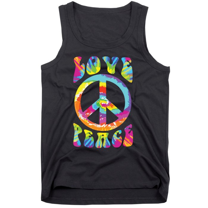 Peace Sign Love 60s 70s Tie Dye Hippie Costume Tank Top