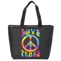 Peace Sign Love 60s 70s Tie Dye Hippie Costume Zip Tote Bag