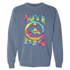 Peace Sign Love 60s 70s Tie Dye Hippie Costume Garment-Dyed Sweatshirt