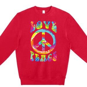 Peace Sign Love 60s 70s Tie Dye Hippie Costume Premium Crewneck Sweatshirt