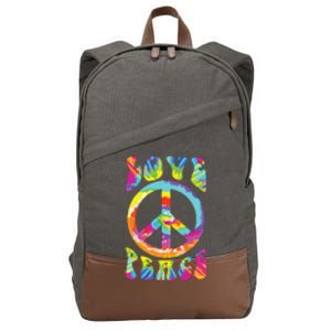 Peace Sign Love 60s 70s Tie Dye Hippie Costume Cotton Canvas Backpack