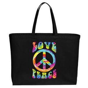 Peace Sign Love 60s 70s Tie Dye Hippie Costume Cotton Canvas Jumbo Tote