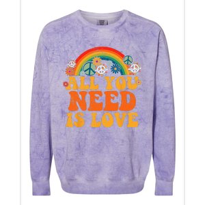 PEACE SIGN LOVE 60s 70s Tie Dye Hippie Costume Halloween Colorblast Crewneck Sweatshirt