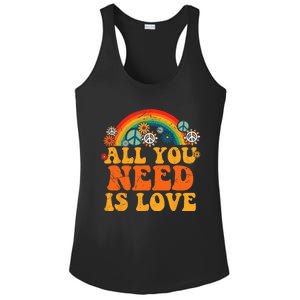 PEACE SIGN LOVE 60s 70s Tie Dye Hippie Costume Halloween Ladies PosiCharge Competitor Racerback Tank