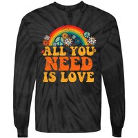 PEACE SIGN LOVE 60s 70s Tie Dye Hippie Costume Halloween Tie-Dye Long Sleeve Shirt