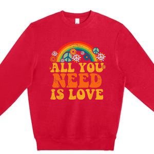 PEACE SIGN LOVE 60s 70s Tie Dye Hippie Costume Halloween Premium Crewneck Sweatshirt