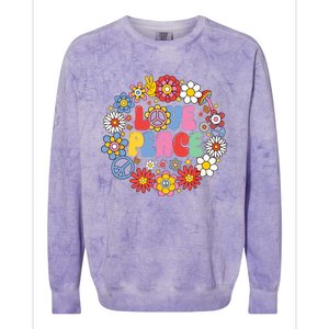 Peace Sign Love 60s 70s Love Peace Hippie Costume Colorblast Crewneck Sweatshirt