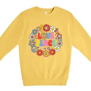 Peace Sign Love 60s 70s Love Peace Hippie Costume Premium Crewneck Sweatshirt