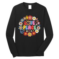 Peace Sign Love 60s 70s Love Peace Hippie Costume Long Sleeve Shirt