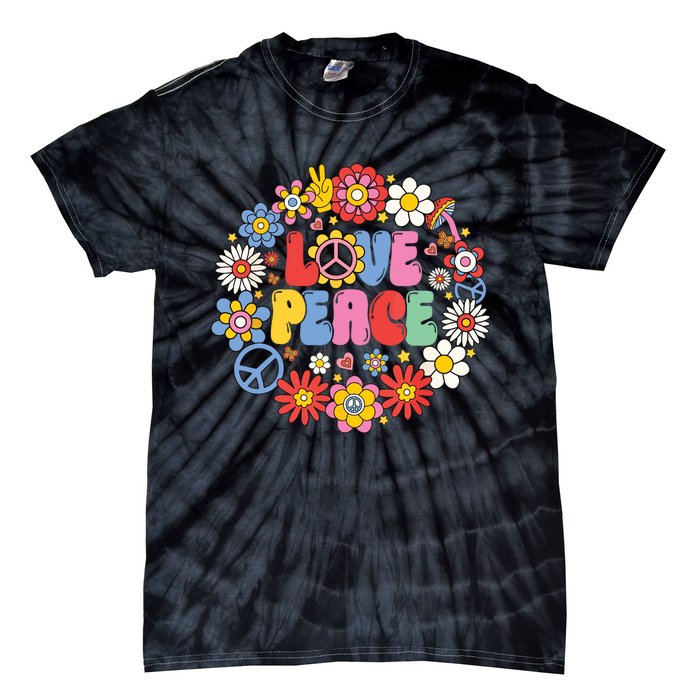 Peace Sign Love 60s 70s Love Peace Hippie Costume Tie-Dye T-Shirt