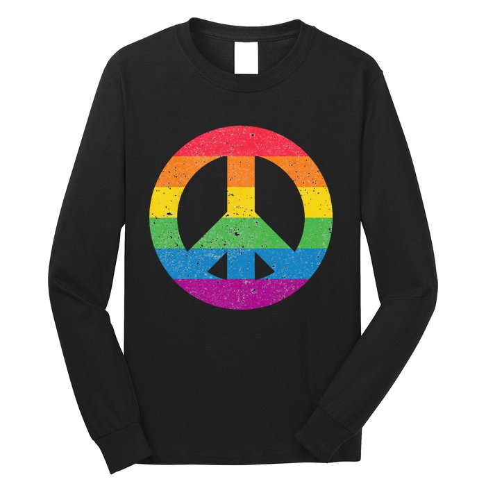 PEACE SIGN LOVE 60s 70s Tie Dye Hippie Costume Long Sleeve Shirt