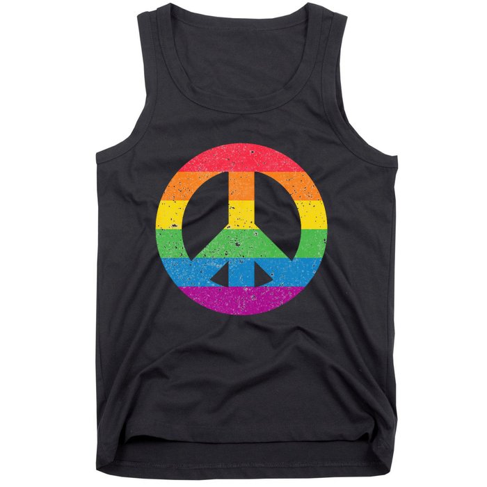 PEACE SIGN LOVE 60s 70s Tie Dye Hippie Costume Tank Top