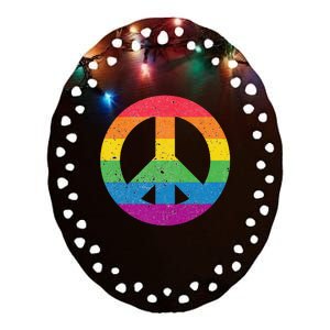 PEACE SIGN LOVE 60s 70s Tie Dye Hippie Costume Ceramic Oval Ornament