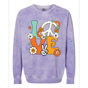 Peace Sign Love 60s 70s Tie Dye Hippie Costume Colorblast Crewneck Sweatshirt