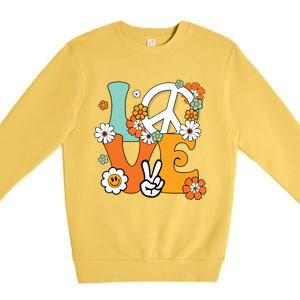 Peace Sign Love 60s 70s Tie Dye Hippie Costume Premium Crewneck Sweatshirt