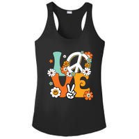 Peace Sign Love 60s 70s Tie Dye Hippie Costume Ladies PosiCharge Competitor Racerback Tank