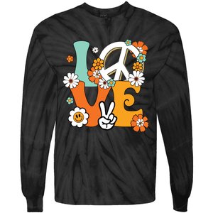 Peace Sign Love 60s 70s Tie Dye Hippie Costume Tie-Dye Long Sleeve Shirt