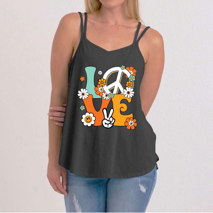 Peace Sign Love 60s 70s Tie Dye Hippie Costume Women's Strappy Tank