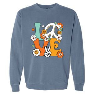 Peace Sign Love 60s 70s Tie Dye Hippie Costume Garment-Dyed Sweatshirt