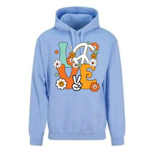 Peace Sign Love 60s 70s Tie Dye Hippie Costume Unisex Surf Hoodie