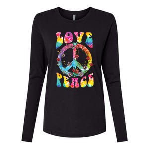 Peace Sign Love 60s 70s Tie Dye Hippie Costume Womens Cotton Relaxed Long Sleeve T-Shirt