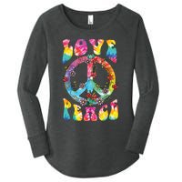 Peace Sign Love 60s 70s Tie Dye Hippie Costume Women's Perfect Tri Tunic Long Sleeve Shirt