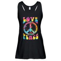 Peace Sign Love 60s 70s Tie Dye Hippie Costume Ladies Essential Flowy Tank