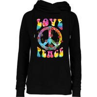 Peace Sign Love 60s 70s Tie Dye Hippie Costume Womens Funnel Neck Pullover Hood