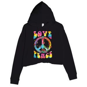 Peace Sign Love 60s 70s Tie Dye Hippie Costume Crop Fleece Hoodie