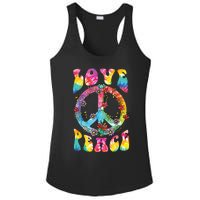 Peace Sign Love 60s 70s Tie Dye Hippie Costume Ladies PosiCharge Competitor Racerback Tank