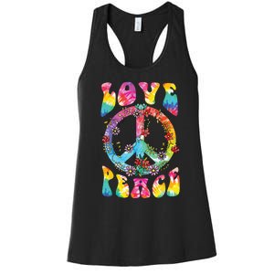 Peace Sign Love 60s 70s Tie Dye Hippie Costume Women's Racerback Tank