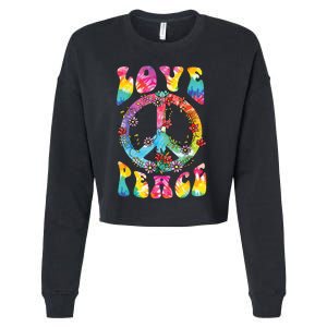 Peace Sign Love 60s 70s Tie Dye Hippie Costume Cropped Pullover Crew