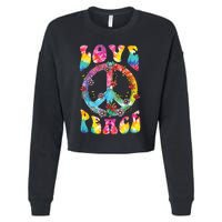 Peace Sign Love 60s 70s Tie Dye Hippie Costume Cropped Pullover Crew