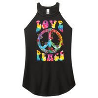 Peace Sign Love 60s 70s Tie Dye Hippie Costume Women's Perfect Tri Rocker Tank