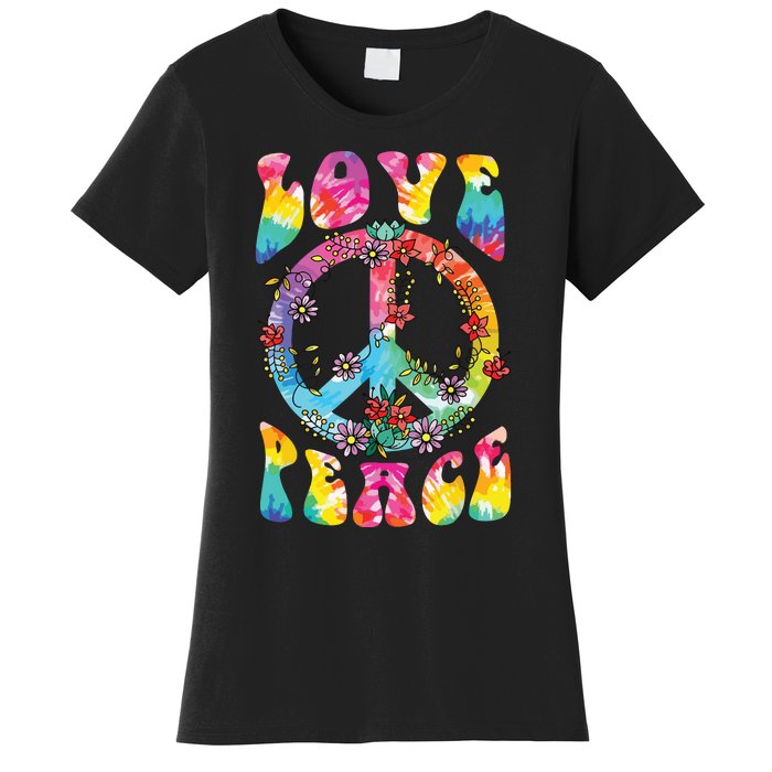 Peace Sign Love 60s 70s Tie Dye Hippie Costume Women's T-Shirt