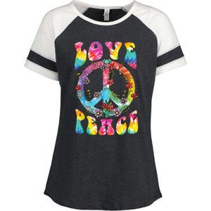 Peace Sign Love 60s 70s Tie Dye Hippie Costume Enza Ladies Jersey Colorblock Tee