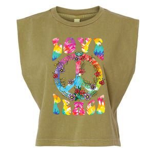 Peace Sign Love 60s 70s Tie Dye Hippie Costume Garment-Dyed Women's Muscle Tee